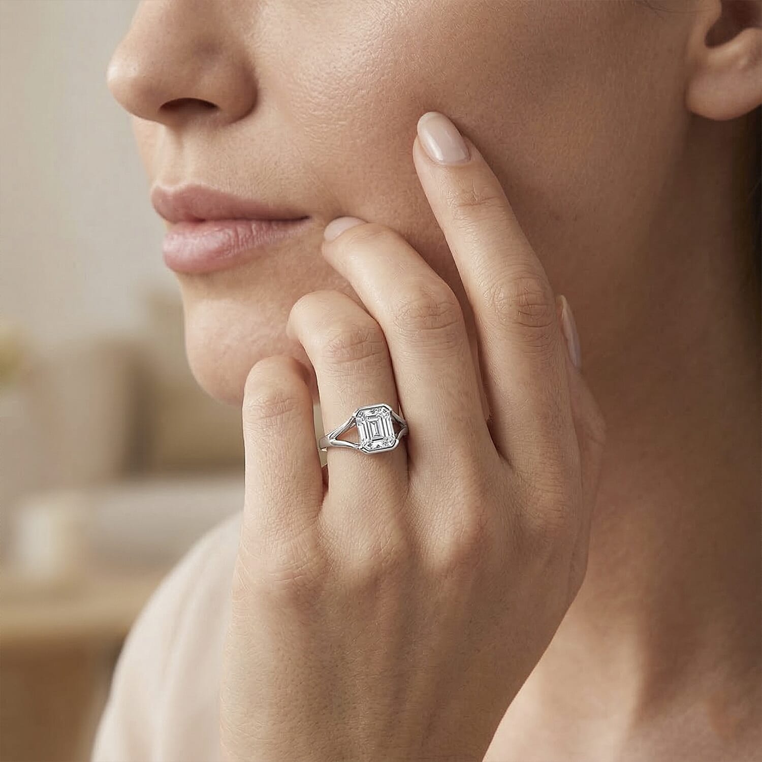D'Joy - GRA Certified Moissanite D-VVS1 Solitaire Ring in Rhodium Overlay Sterling Silver 1.00 Ct. 8519644 2