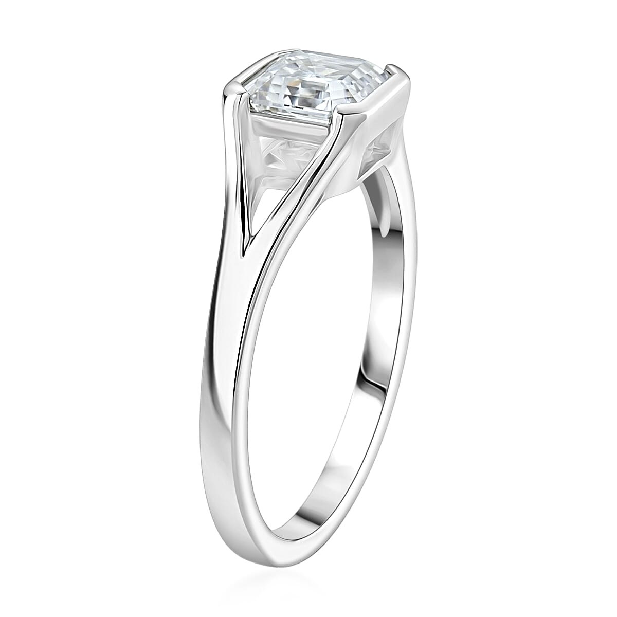 D'Joy - GRA Certified Moissanite D-VVS1 Solitaire Ring in Rhodium Overlay Sterling Silver 1.00 Ct. 8519644 4