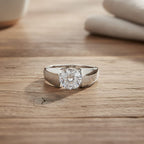 D'Joy Moissanite Solitaire Ring in Rhodium Overlay Sterling Silver 1.75 Ct.