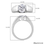 D'Joy Moissanite Solitaire Ring in Rhodium Overlay Sterling Silver 1.75 Ct.