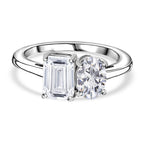 D'Joy Moissanite Ring in Rhodium Overlay Sterling Silver 1.84 Ct.