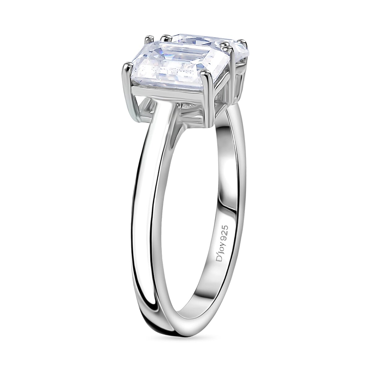 D'Joy Moissanite Toi Et Moi Ring in Rhodium Overlay Sterling Silver 1.80 Ct. V32756191 4