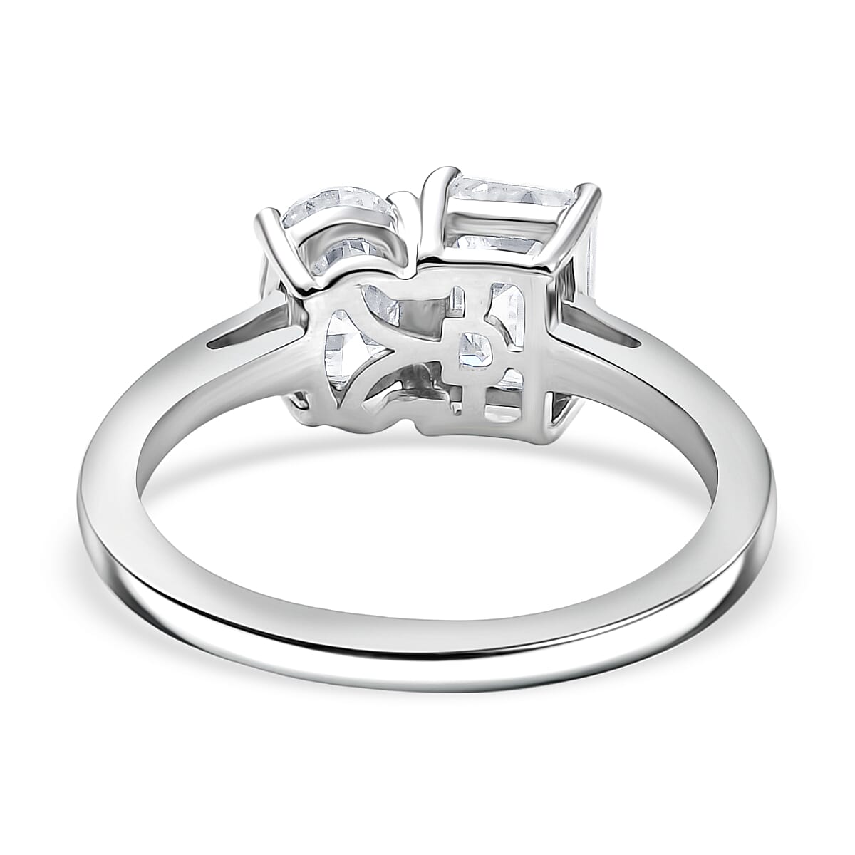 D'Joy Moissanite Toi Et Moi Ring in Rhodium Overlay Sterling Silver 1.80 Ct. V32756191 5