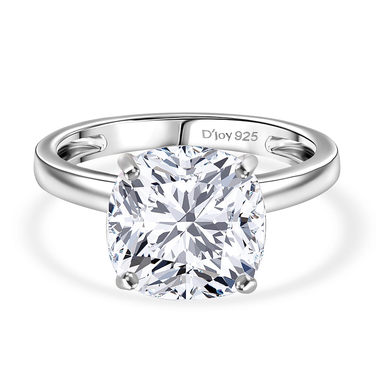 D'Joy 3.94 Ct. Moissanite Cushion-Cut Solitaire Ring in Rhodium Overlay Sterling Silver 8229627 0