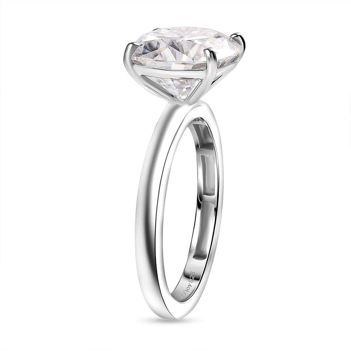 D'Joy 3.94 Ct. Moissanite Cushion-Cut Solitaire Ring in Rhodium Overlay Sterling Silver 8229627 4