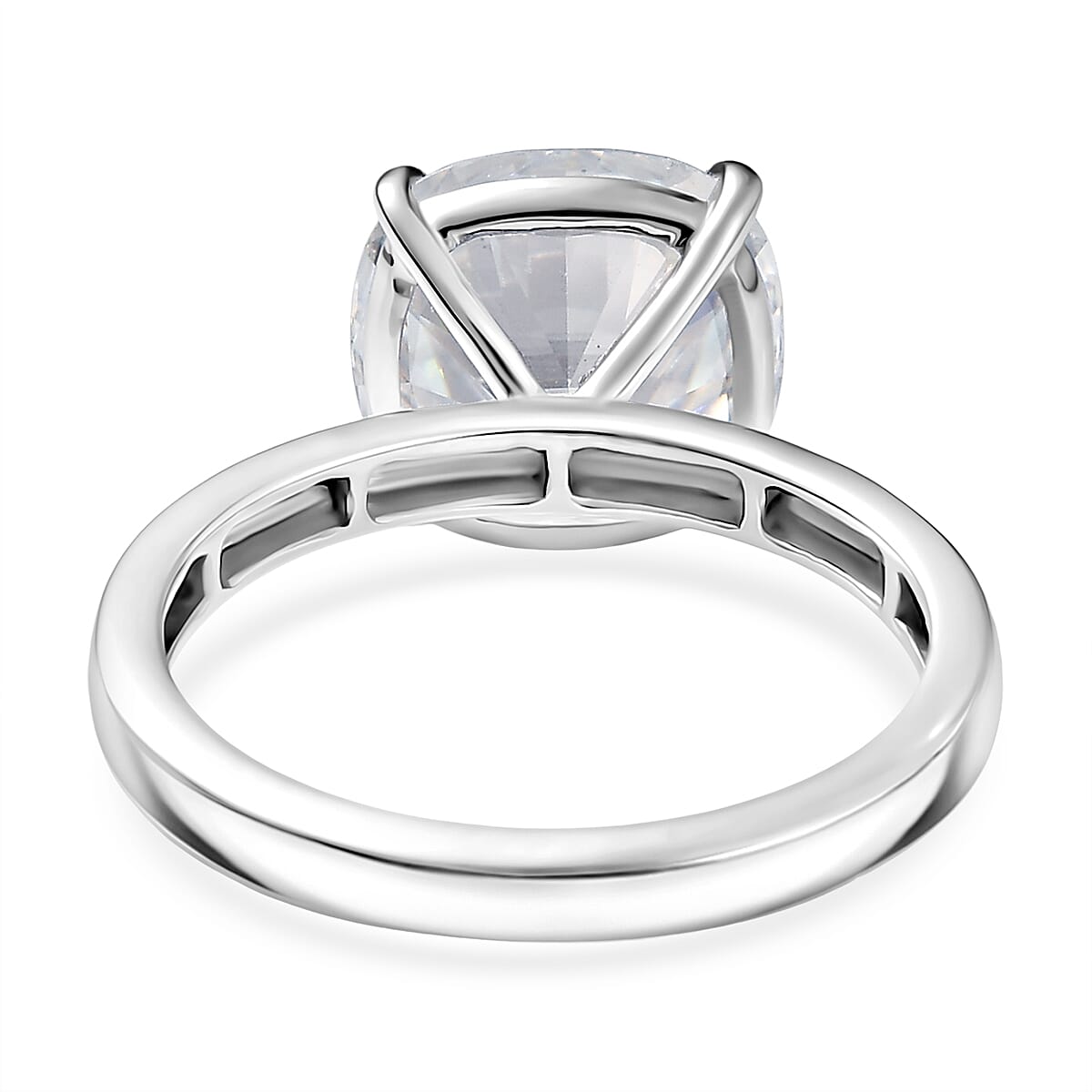 D'Joy 3.94 Ct. Moissanite Cushion-Cut Solitaire Ring in Rhodium Overlay Sterling Silver 8229627 5