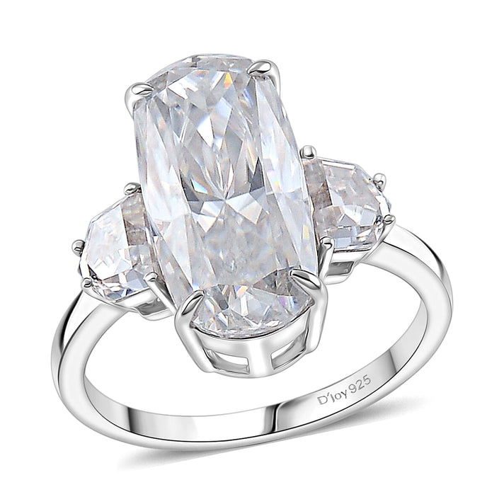 D'Joy - Moissanite Trilogy Ring in Rhodium Overlay Sterling Silver  7.00 Ct. 8561259 1