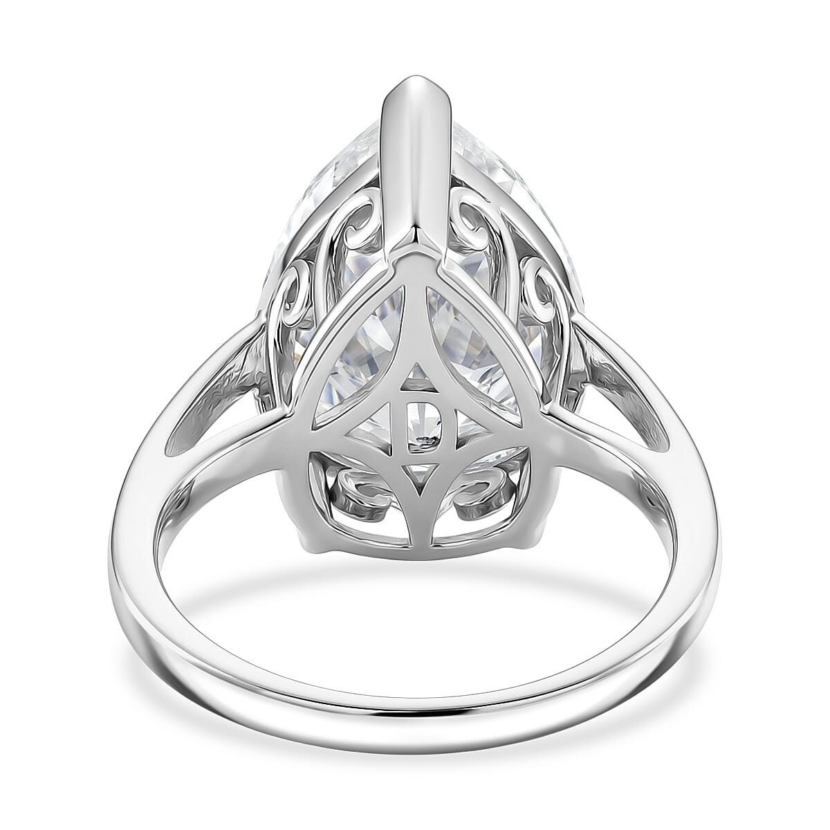 THE 10CT - Moissanite Pear Cut (10ct) Solitaire Ring in Rhodium Overlay Sterling Silver 8497966 5