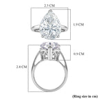 THE 10CT RADIANCE - Moissanite Pear Cut (10ct) Solitaire Ring in Rhodium Overlay Sterling Silver