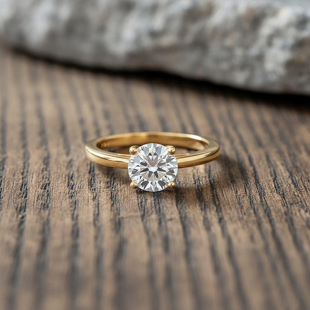 D'Joy GRA Certified Moissanite (VVS-D) Solitaire Ring in Yellow Gold Plated Sterling Silver 1.50 Ct. 8274250 2