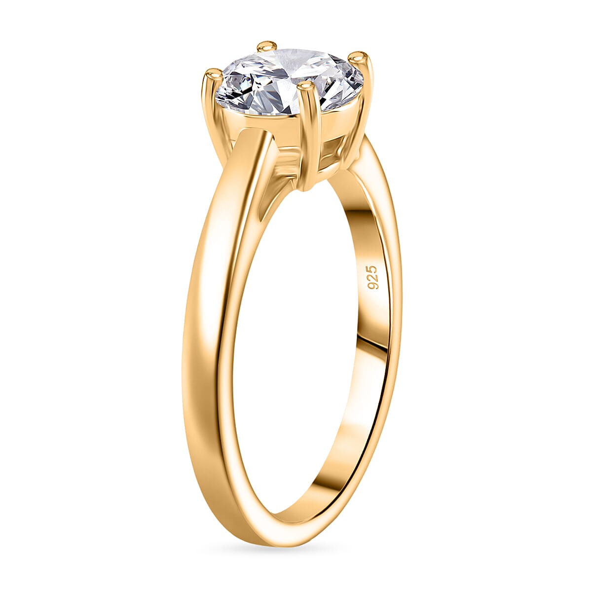 D'Joy GRA Certified Moissanite (VVS-D) Solitaire Ring in Yellow Gold Plated Sterling Silver 1.50 Ct. 8274250 4