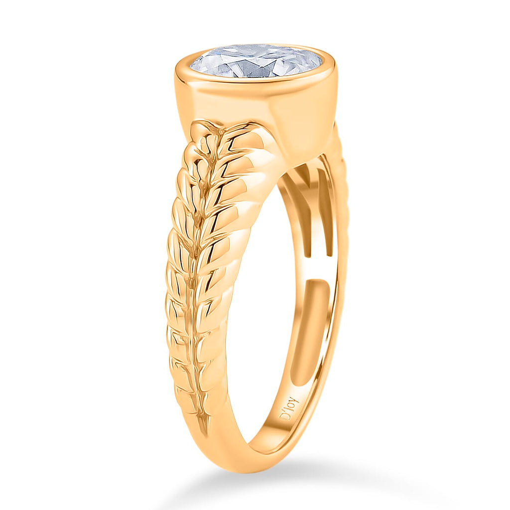 D'Joy Moissanite Solitaire Ring in Yellow Gold Plated Sterling Silver 2.00 Ct.