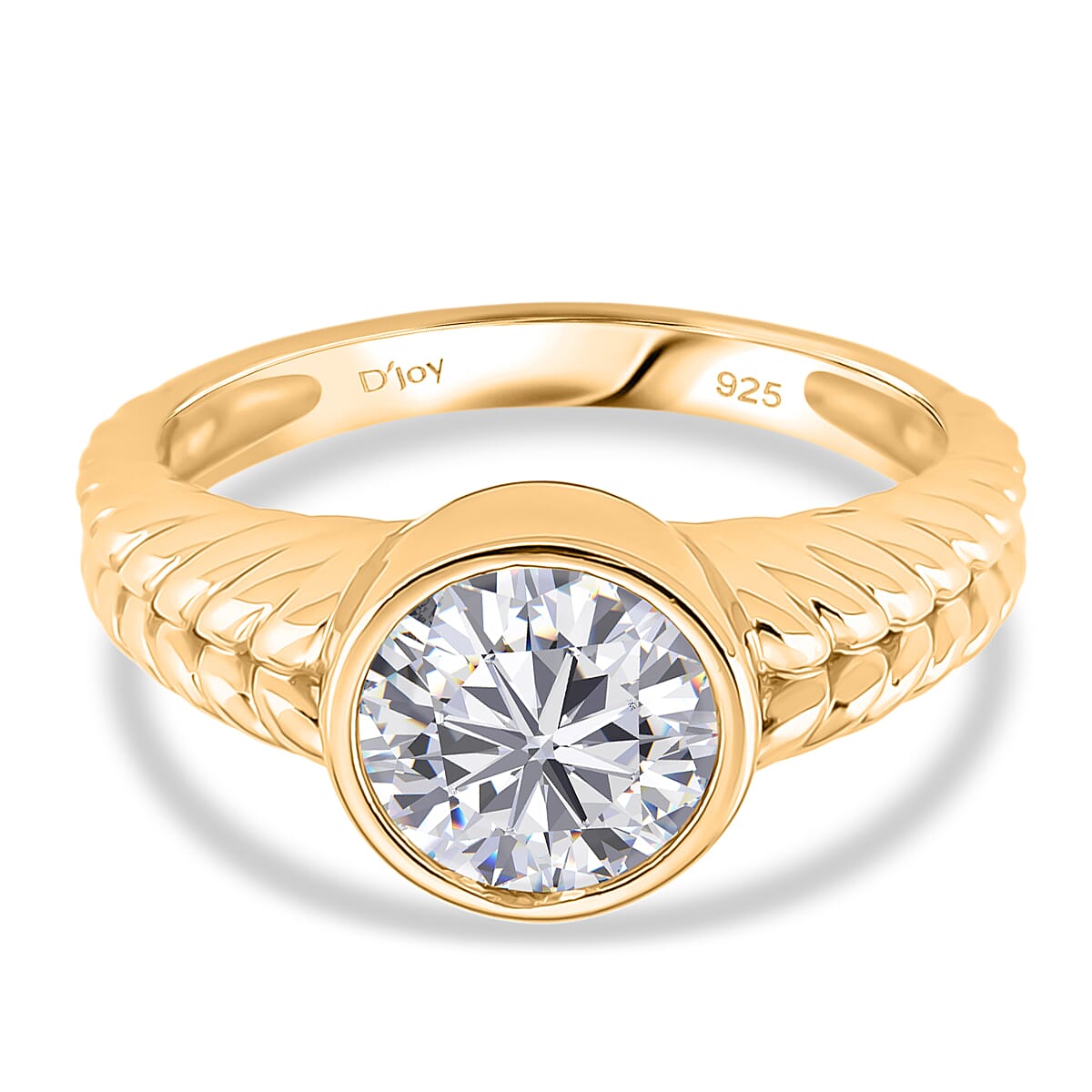 D'Joy Moissanite Solitaire Ring in Yellow Gold Plated Sterling Silver 1.91 Ct. V32520062 0
