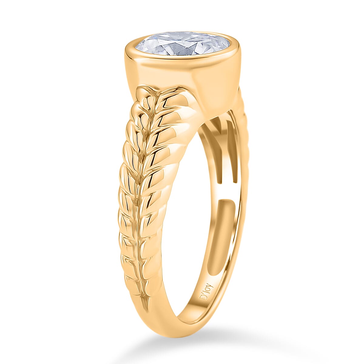 D'Joy Moissanite Solitaire Ring in Yellow Gold Plated Sterling Silver 1.91 Ct. V32520062 4