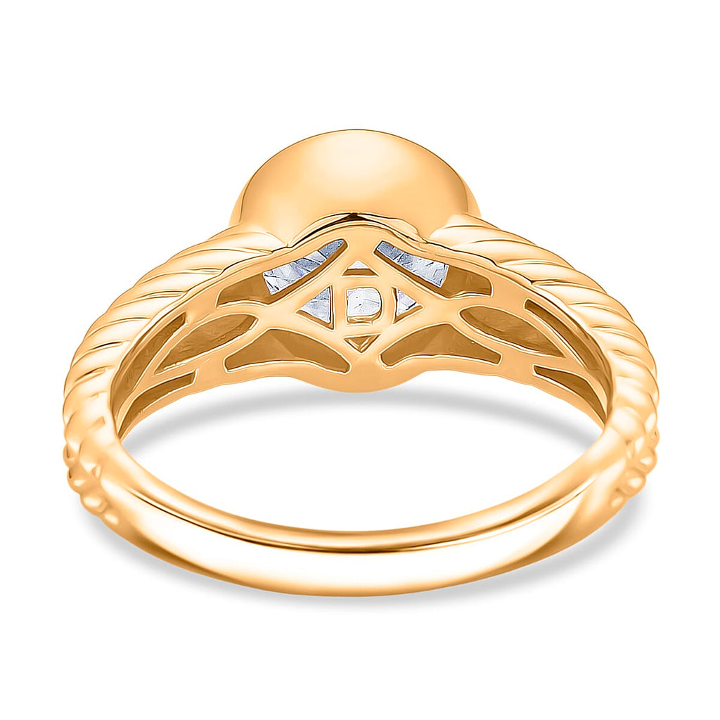 D'Joy Moissanite Solitaire Ring in Yellow Gold Plated Sterling Silver 2.00 Ct.