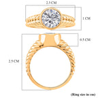 D'Joy Moissanite Solitaire Ring in Yellow Gold Plated Sterling Silver 2.00 Ct.