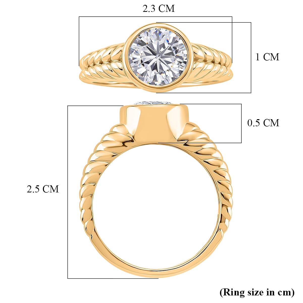D'Joy Moissanite Solitaire Ring in Yellow Gold Plated Sterling Silver 1.91 Ct. V32520062 6