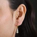 D'Joy Moissanite Trilogy Earrings with Lever Back in Yellow Gold Plated Sterling Silver 1.64 Ct.