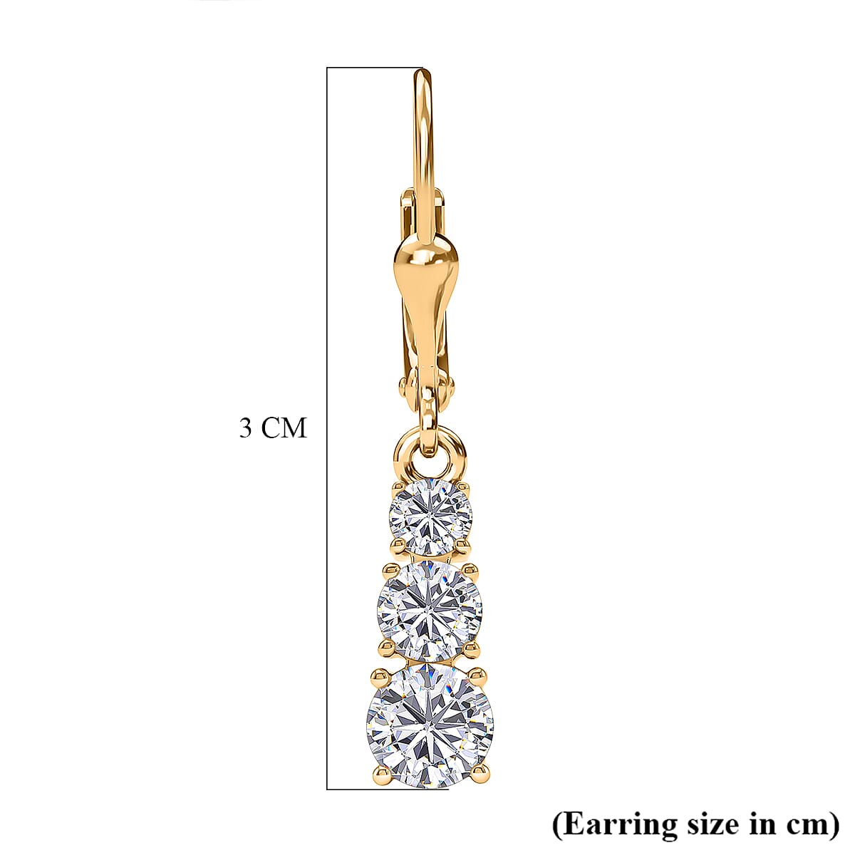 D'Joy Moissanite Graduated Drop Earring with Lever Back in Yellow Gold Plated Sterling Silver 1.64 Ct. 8418449 6