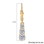 D'Joy Moissanite Trilogy Earrings with Lever Back in Yellow Gold Plated Sterling Silver 1.64 Ct.