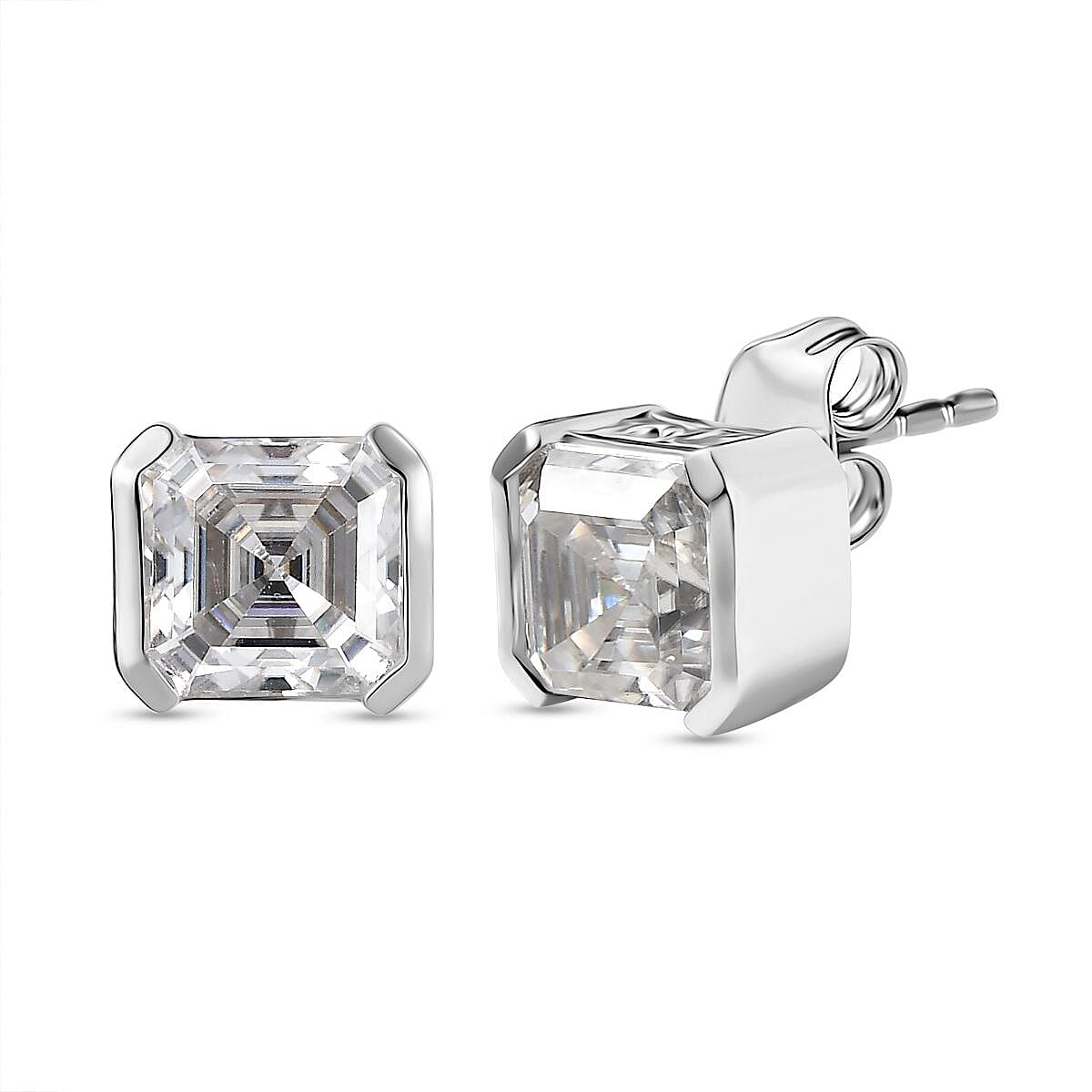 D'Joy Moissanite Octagon-Cut Solitaire Stud Earrings in Platinum Overlay Sterling Silver 3.78 Ct. 8252747 0