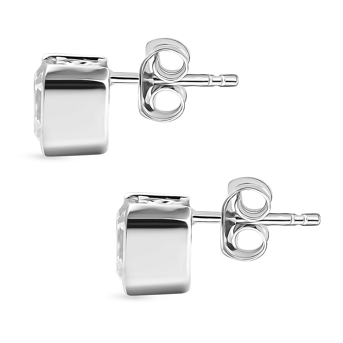 D'Joy Moissanite Octagon-Cut Solitaire Stud Earrings in Platinum Overlay Sterling Silver 3.78 Ct. 8252747 5