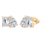 DESIGNER INSPIRED - TOI et MOI Inspired  D'Joy Moissanite Solitaire Stud Push Post Earring in Yellow Gold Plated Sterling Silver 3.71 Ct.