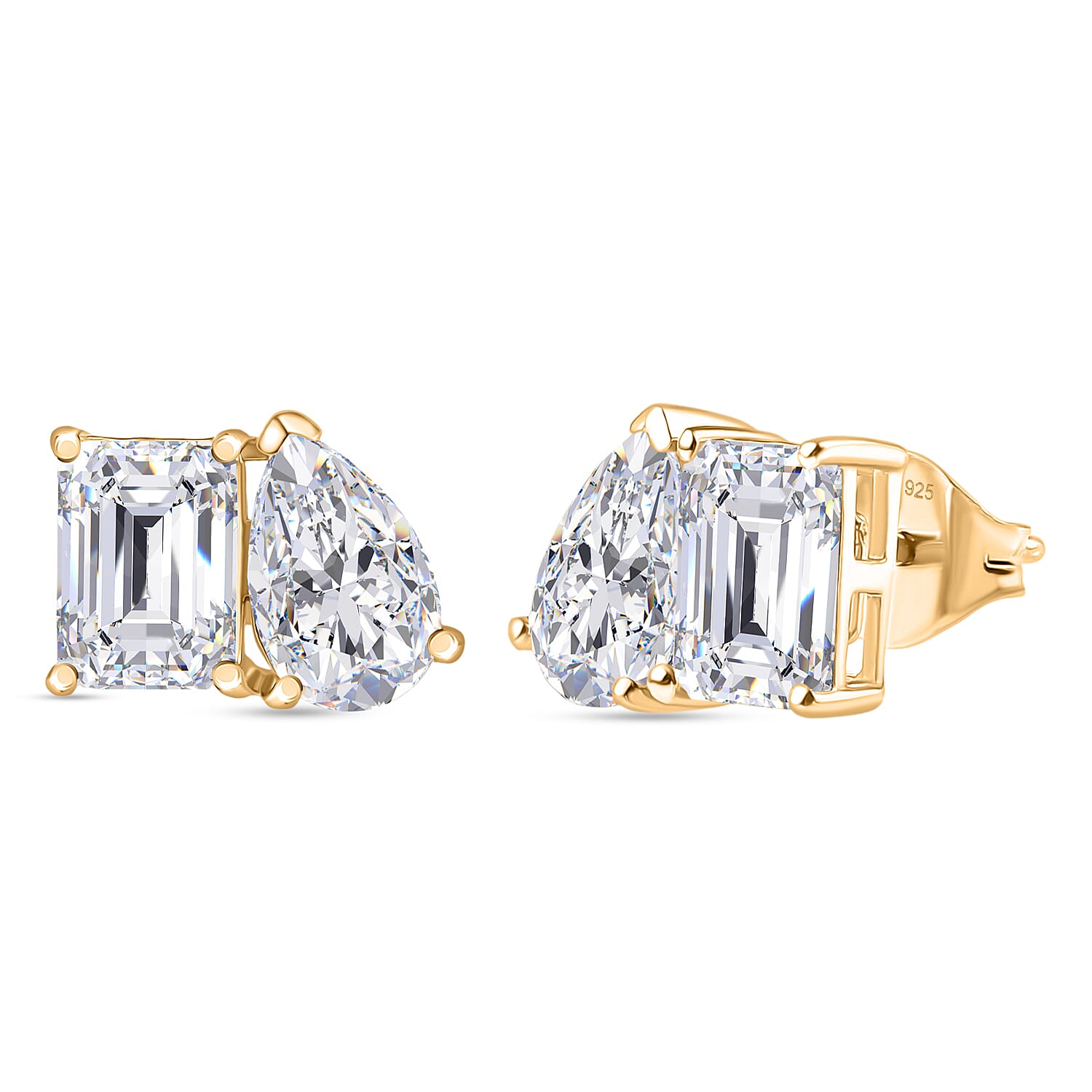 3.7 Ct. Moissanite Solitaire Stud earring in Yellow Gold Sterling Silver 8286608 0