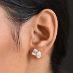 DESIGNER INSPIRED - TOI et MOI Inspired  D'Joy Moissanite Solitaire Stud Push Post Earring in Yellow Gold Plated Sterling Silver 3.71 Ct.