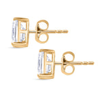 DESIGNER INSPIRED - TOI et MOI Inspired  D'Joy Moissanite Solitaire Stud Push Post Earring in Yellow Gold Plated Sterling Silver 3.71 Ct.