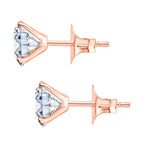 Moissanite Solitaire Stud Push Post Earring in 18K Vermeil Rose Gold Plated Sterling Silver 2.88 Ct.