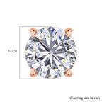 Moissanite Solitaire Stud Push Post Earring in 18K Vermeil Rose Gold Plated Sterling Silver 2.88 Ct.