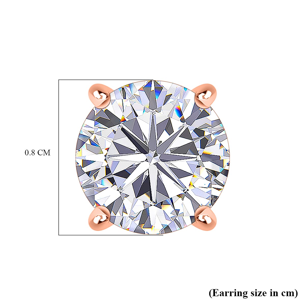 Moissanite Solitaire Stud Push Post Earring in 18K Vermeil Rose Gold Plated Sterling Silver 2.88 Ct. 8319933 5