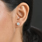 Moissanite Solitaire Stud Push Post Earring in 18K Vermeil Rose Gold Plated Sterling Silver 2.42 Ct.
