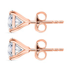 Moissanite Solitaire Stud Push Post Earring in 18K Vermeil Rose Gold Plated Sterling Silver 2.42 Ct.