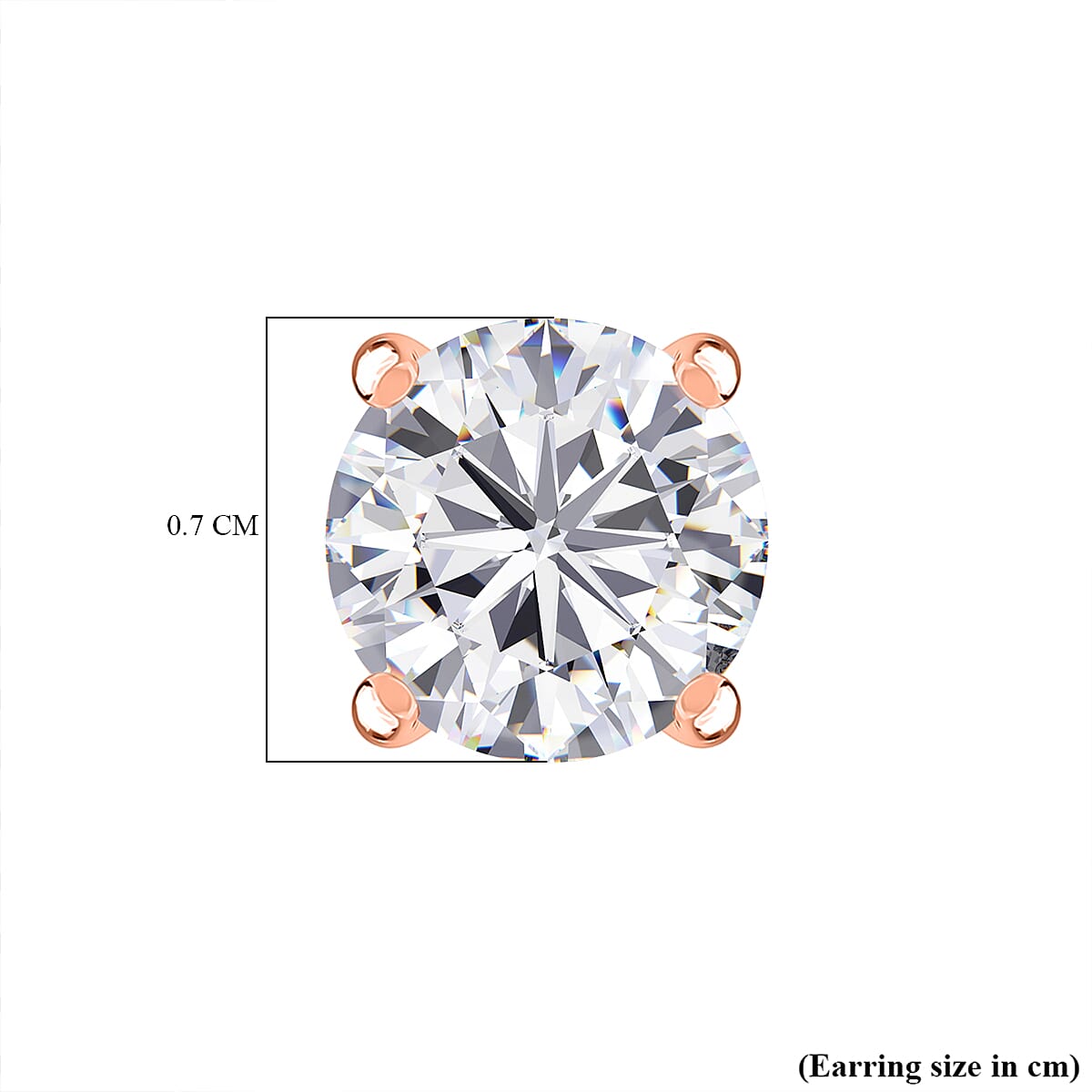 Moissanite Solitaire Stud Push Post Earring in 18K Vermeil Rose Gold Plated Sterling Silver 2.42 Ct. 8319942 4