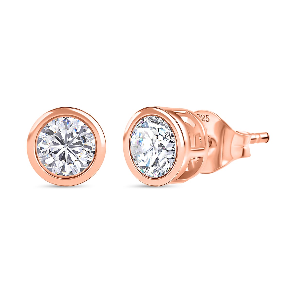 1.2 Ct. Moissanite Solitaire Stud earring in 18K Vermeil Rose Gold Over Sterling Silver 8306437 0