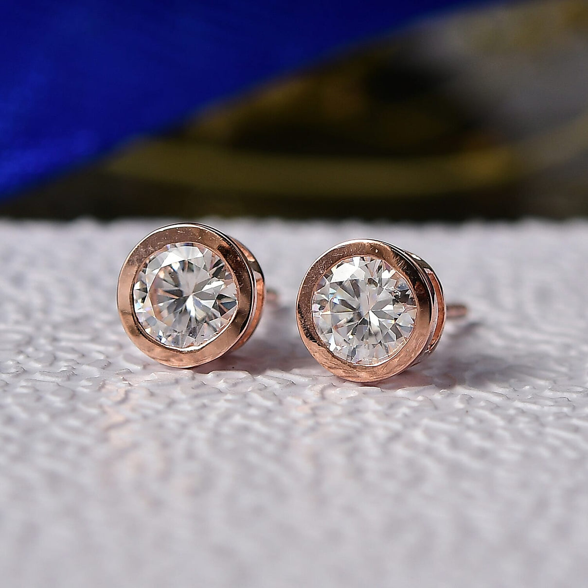 1.2 Ct. Moissanite Solitaire Stud earring in 18K Vermeil Rose Gold Over Sterling Silver 8306437 2