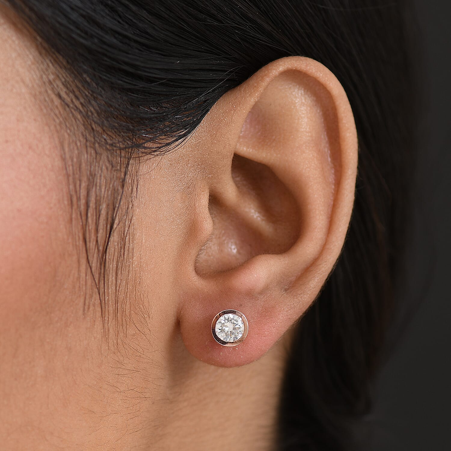 1.2 Ct. Moissanite Solitaire Stud earring in 18K Vermeil Rose Gold Over Sterling Silver 8306437 3
