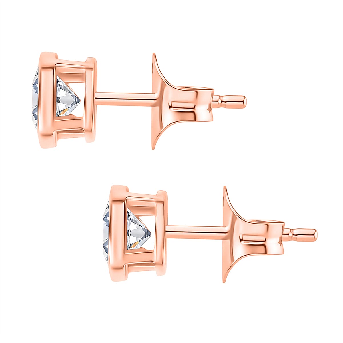 1.2 Ct. Moissanite Solitaire Stud earring in 18K Vermeil Rose Gold Over Sterling Silver 8306437 4