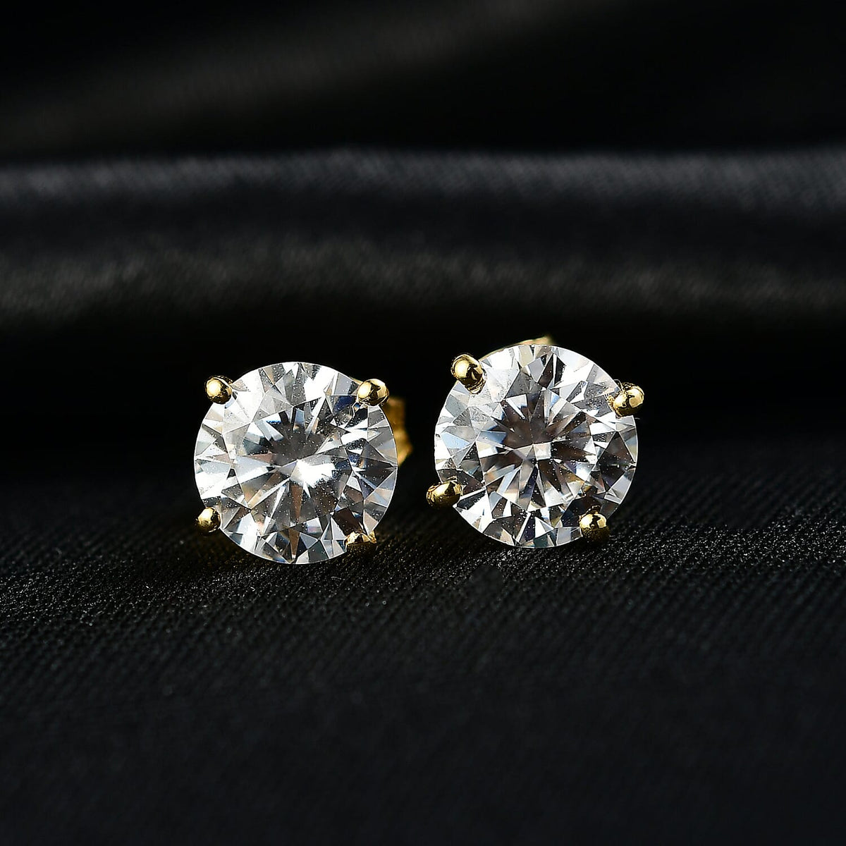 Moissanite Solitaire Stud Push Post Earring in 18K Vermeil Yellow Gold Plated Sterling Silver 2.88 Ct. 8319932 2
