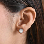 D'Joy Moissanite Solitaire Stud Push Post Earring in Platinum Overlay Sterling Silver 1.53 Ct.