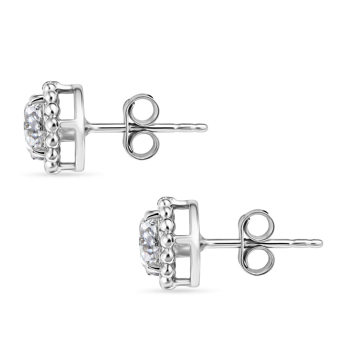 D'Joy Moissanite Solitaire Stud Push Post Earring in Platinum Overlay Sterling Silver 1.53 Ct. 8421905 4
