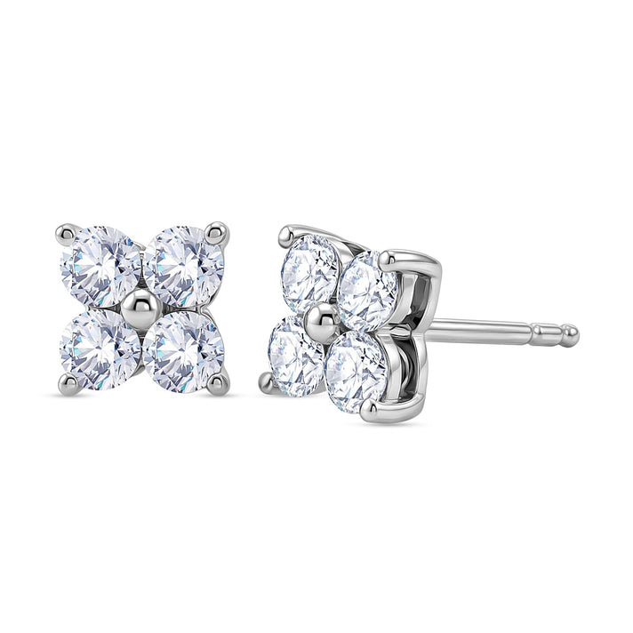 D'Joy - Moissanite Floral Push Post Earring in Platinum Overlay Sterling Silver 8557094 1