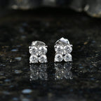D'Joy - Moissanite Floral Push Post Earring in Platinum Overlay Sterling Silver