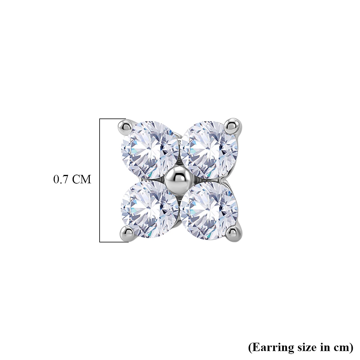 D'Joy - Moissanite Floral Push Post Earring in Platinum Overlay Sterling Silver 8557094 5