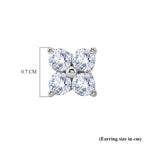 D'Joy - Moissanite Floral Push Post Earring in Platinum Overlay Sterling Silver