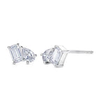 D'Joy - Moissanite Toi-et-Moi Push Post Earring in Platinum Overlay Sterling Silver