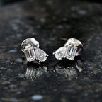 D'Joy - Moissanite Toi-et-Moi Push Post Earring in Platinum Overlay Sterling Silver