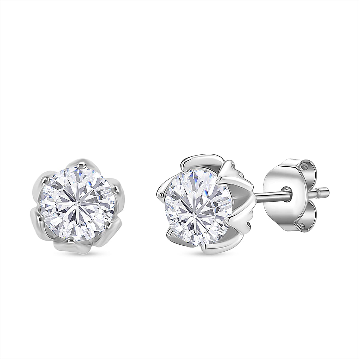 1.5 Ct. Moissanite Solitaire earring in Rhodium Sterling Silver 8266067 0